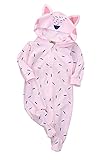 ベビー用 子供のフード付きジャンプスーツ動物 かわいいラビットキッズ 暖かい ウェア おしゃれ (90, ピンク)