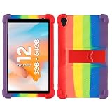【E-COAST】LUCA TE08D1M64-KV1H / TE08D1M64-KV1P / TE08D1M64-KV1W 専用ケース LUCA タブレット 8インチ2025年 用のケース 薄型 スタンド可能 耐衝撃 保護カバー (虹)
