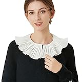 [Ymgot] フリルプリーツ付け衿 つけ襟 白 ブラウス 偽襟 重ね着 付け襟 レイヤード ブラウス