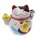 KLOUD City 4 "セラミックキュートLucky Fortune Cat、Maneki Nekoコイン銀行お金、ストレージボックスケースOrganizor