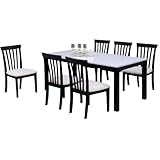 ダイニング7点セット ダイニングセット ダイニング ホワイト 白 無垢材 7点セット 【 テーブル + チ ェア 6脚】ASA-014