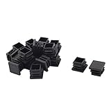 uxcell チューブインサート保護キャップ テーブル足 プラスチック 四角形 ブラック 19mm x 19mm 20個入り
