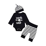 (プタス)Putars ベビー服 子供服 上下セット ロンパース 男の子 長袖 ストライプ柄 WORTH THE WAIT 可愛い 秋 冬 新生児 歩行服 出産お祝い 記念日 プレゼント 0-18ヶ月