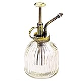 YIFAN スプレーボトル　ミニ霧吹き 水撒き　家庭用　園芸用 ガラス製 おしゃれ 霧吹きボトル 多肉植物 観葉植物 掃除 レトロ-透明色　9 * 9 * 16cm