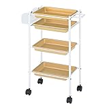 トレーワゴン ゴールド [ エステワゴン ネイルワゴン キッチンワゴン マルチワゴン サイドワゴン キャスター付き 収納 業務用 サロン ワゴン ラック ]◆