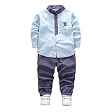 サクララ(Sakulala) 子ども服 子供服チェック オシャレ 秋冬キッズ 2セット 男の子 長袖 レジャー 子供服 2点セット 女の子 上下セット (1オ-1.5オ, ブルー)