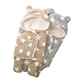 SF ベビー＆キッズ　おくるみ　新生児　赤ちゃん　外出 必需品　ふわふわ　可愛い　防寒　足つき　出産祝　寝袋　アフガン (L, ブラウン)