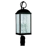 Sea Gull Lighting 82190-802 Outdoor Post Mount with Seeded Water Glass Shades, Obsidian Mist Finish 