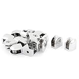 uxcell　ガラスシェルフクランプ　ブラケットサポート　合金　ゴム　シルバートーン　16個入り