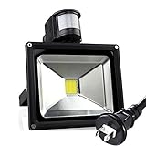 Succul LED投光器 20W 200W 人感センサー 昼光色 ポータブル投光器 広角ライト 3m配線 防水プラグ付 IP65屋外 軽量 防水加工