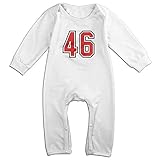 可愛い 男の子と女の子 番号46 スポーツロゴ デザイン 半袖ロンパース カジュアル White Size 6 M