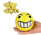 [4-Inch] Set of 12 JUMBO Emoji Face Yellow Foam Soft Stress Novelty Big Toy Balls (1 Dozen) (4) [並行輸