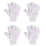 Hotop 4 Pairs Shower Gloves Scrubbing Gloves Dual-sided Exfoliating Glove Body Bath Scrubs White [並行