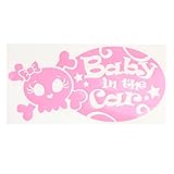 ピンク（桃色） Baby in the carドクロ スカル リボン 女の子 窓ガラス用シール 子供 車 妊婦 安心 安全 ※吸盤・マグネットタイプではあ...