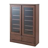 【天然木パイン材】 高級書棚（幅80cmロータイプ） ブラウン色