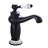 SODIAL オール銅セラミックスシングルハンドル　シングルホールキッチン　洗面器のクロム蛇口(ブラックカラー)