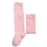 Zafina ベビーソックス 　おしゃれ　保温秋冬　出産祝い　温かい　無地　キッズ 靴下　縫い目ない　ハイソックス (M（1-3歳）, ピンク)