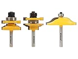 Yonico 12338q レイズドパネルキャビネットドア用ルータービットセット オージー形状ビット3個 0.63cm (1/4インチ) シャンク