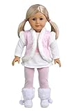 Snowflake - 4 piece outfit - leggings, tunic, vest and boots - 18 Inch Doll Clothes (doll not includ