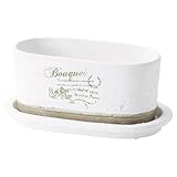 レタープランター ミニ植木鉢 オーバル型 受皿付き 3号連鉢 ホワイト 白