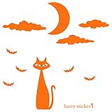HARRY STICKER ハロウィンウォールステッカー転写式月夜のネコオレンジLL ハロウィン ｳｫｰﾙｽﾃｯｶｰ転写式 月夜のネコ オレンジ LL 【1点】