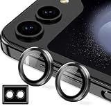 Kakuki for Galaxy Z Flip 6 用 カメラフィルム ギャラクシーZ Flip 6 SC-54E 用 カメラ保護フィルム 薄型 強化ガラス 耐衝撃 独立型 露出オーバー防止 アルミ合金 カメラカバー (ブラック)