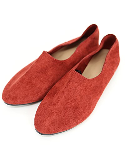 [アンドイット] and it_ スエードタッチ バブーシュ シューズ レディースレッド M(23.5c M)