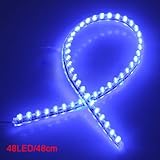 ライト，SODIAL(R)48 LED車のストリップアンダーライトネオン足元柔軟な防水リニア - 青