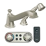 Moen TS9222BN Rothbury Low Arc Roman Tub Faucet Includes Hand Shower IO-Digital Technology, Brushed 