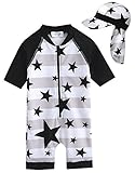 [Vaenait Baby] 0-24ヶ月UVカット ラッシュガードベビー子供男の子長袖ワンピース水着 Baby WithStar S+Flap cap S