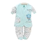 【SEBLES】アニマル プリント 秋 ベビー ウェア セット 66 73 80 サイズ (66, ライトブルー)