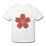 星 ２～６歳子供 半袖 男の子 女の子 山桜 花柄 家紋 赤 オリジナル ティー Tシャツ White 5-6 Toddler