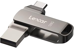 Lexar JumpDrive Dual Drive USB 3.1 Type-C USB Flash Drive 64GB, Read up to 130MB/s, Metal Swivel 2-in-1 USB Stick with Type-C and Type-A, Memory Stick for USB 3.0, 2.0 Device