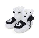 Candykids ベビー靴 子供靴 靴下 ファーストシューズ キッズ ルームシューズ あったか 室内 春秋 ニット毛糸編みの幼児防寒靴0-12か月の赤ちゃんに (ホワイト)