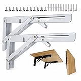 折りたたみブラケット棚受け金具 - L字型、耐荷重150kg、壁掛け、2本セット、ネジ付き (2, 白, 20cm)