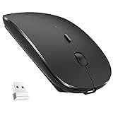 Bluetoothワイヤレスマウス デュアルモード スリム 充電式 ワイヤレスマウス サイレントコードレスマウス Bluetooth 4.0 2.4G ワイヤレス ノートパソコン PC Windows Mac Android OS タブレットに対応 (ブラック)