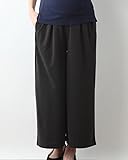 Angeliebe エンジェリーベ マタニティ パンツ パウダー ピーチスキン タック ワイドパンツ 妊婦服 産前 産後 対応 M ～ L スモーキー ブラック 21906 21906102