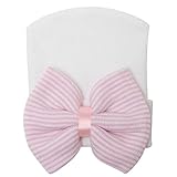 【ノーブランド 品】新生児　幼児　女の子　帽子　ストライプ　ビーニーハット　全5色 - ピンク＆ホワイト