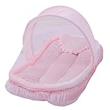 elacoポータブルベビーベッドCrib Folding Mosquito Netクッションマットレス夏赤ちゃん幼児メッシュCrib Mosquito Netting 85*52cm Elaco -H