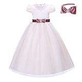 Pettigirl 子供ドレス フォーマル ドット キッズ ヘアバンド付き プリンセスドレス パーティー ピアノ 結婚式 入園式 発表会 演奏会 125
