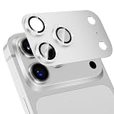Podick カメラカバー iPhone 17 Pro用 カメラ保護 キラキラ いPhone 17 Pro 対応 レンズカバー 全面保護 9H強化ガラス アルミ合金 耐衝撃 キズ防止 高透過率 黒縁取り 露出オーバー防止 防滴 防塵 貼り付け簡単 自動吸着 気泡ゼロ アイフォン 17プロ レンズフィルム (シルバー)