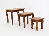 チーク無垢 ネストテーブル 3点セット サイドテーブル チーク材 無垢材 チーク T-249-ライトブラウン