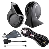 FARBIN 渦巻き型ホーン12V汎用 ツイントーン ホーンセット 組み合わせ二股分岐ハーネスとトヨタ専用ホー ンプラグ (12V, 黒いのペアホー ン+リレーハーネス+トヨタ適用変換プラグ)