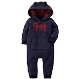 カーターズ ロンパース carter's 2015年秋冬最新作 男の子用紺チェック柄クマさんワッペン付き耳フードフリース地お出かけ用ジャンプスーツ (12... [並行輸入品]