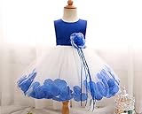 Effiku(エフィック）ベビー キッズ 花びらドレス フォーマルドレス セレモニー 女の子 70cm-130cm (120cm, ブルー)