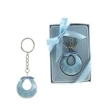 Lunaura Baby Keepsake - Set of 12 "Boy" Baby Bib Key Chain Favors - Blue by Lunaura [並行輸入品]