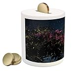 Moon Piggy Bank by Ambesonne、Cherry Blossom with StarsからMilky Way Eastern Night Sky Full Moon、印刷セラミッ