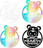 Pacify 4枚セット ベビーインカー Baby On Board 15cm ステッカー 反射 防水 赤ちゃんが乗ってます 子供 BABY IN CAR シンプル 赤ちゃん 子ども 車用