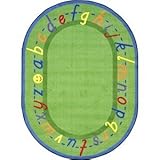 Joy Carpets Kid Essentials Early Childhood Round AlphaScript Rug Green 7'7 [並行輸入品]