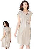 Angeliebe エンジェリーベ マタニティ ワンピース 授乳口付き 麻調 合繊 コクーン タック ワンピ 妊婦服 産前 産後 M ベージュ 21944 21944260